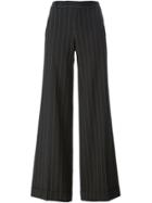 Jean Paul Gaultier Vintage Pinstripe Flared Trousers - Black