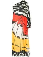 Dhela Butterfly Wing Print One Shoulder Dress - Multicolour