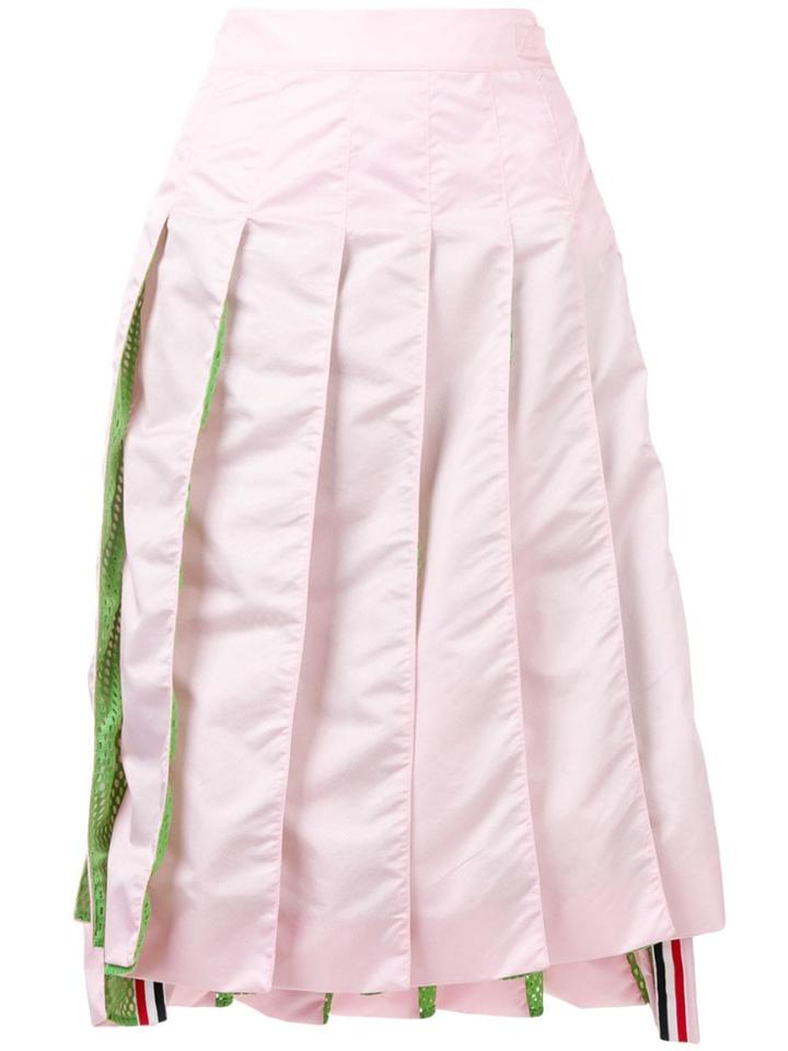 Thom Browne Pink Mesh Pleated Skirt