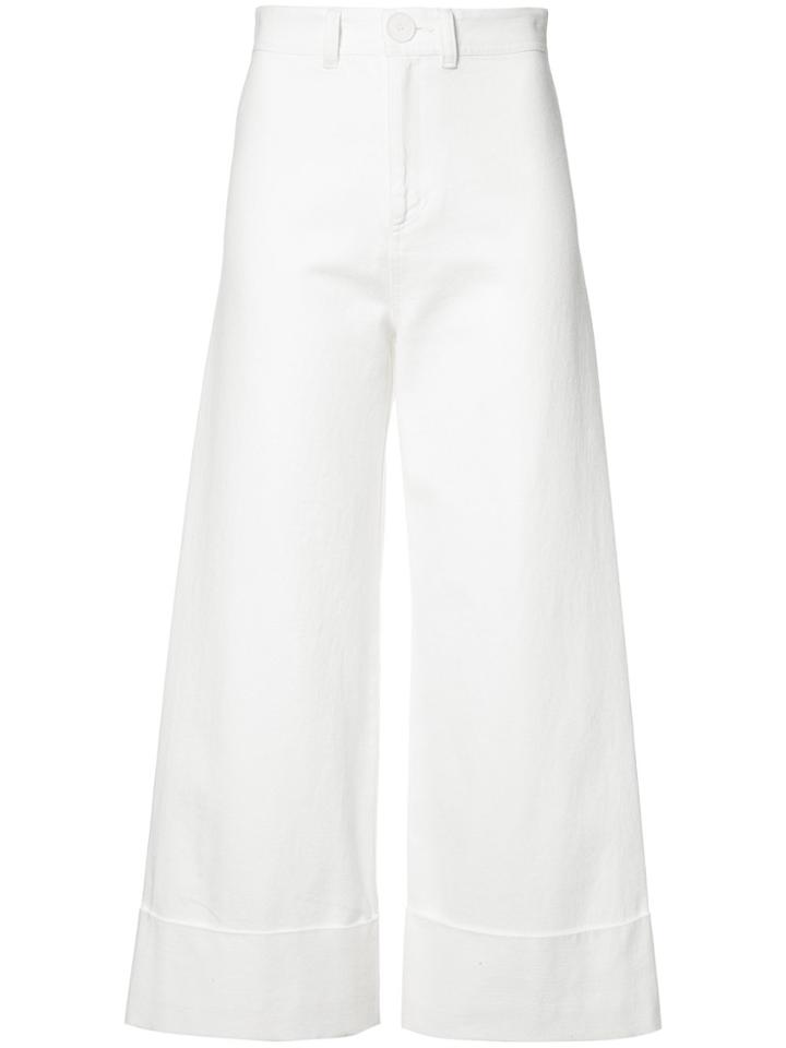Sea Cuffed Flare Trousers - White