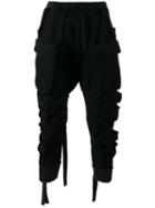 Unravel Project - Cropped Drop Crotch Pants - Men - Cotton - M, Black, Cotton