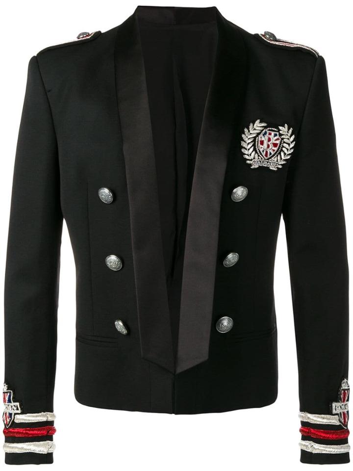 Balmain Semi-embroidered Wool Jacket - Black