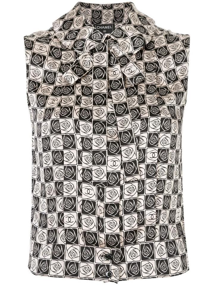 Chanel Pre-owned Rose Print Top - Black