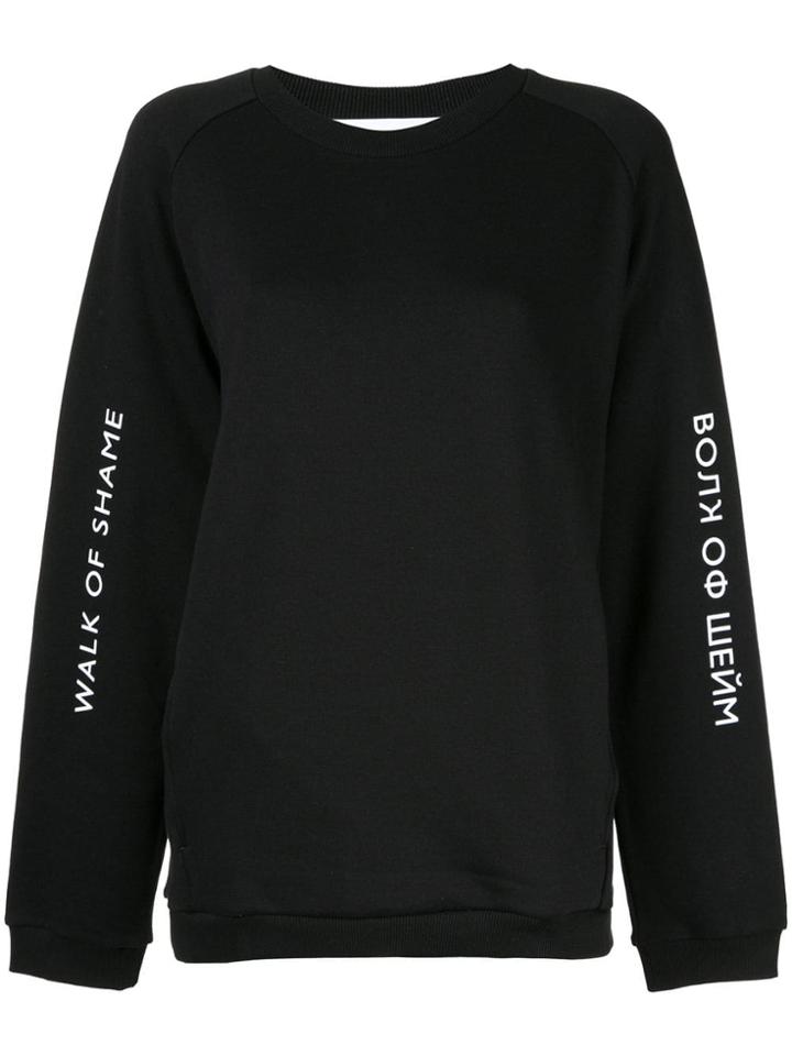 Walk Of Shame Printed Sleeve Sweatshirt - Black