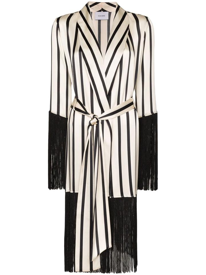 We Are Leone Fringed Stripe Robe - White