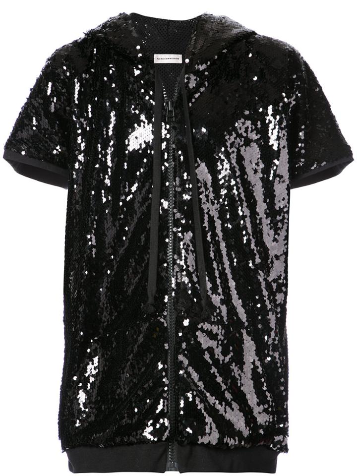 Faith Connexion Sequin Embellished Shortsleeved Hoodie - Black