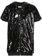 Faith Connexion Sequin Embellished Shortsleeved Hoodie - Black