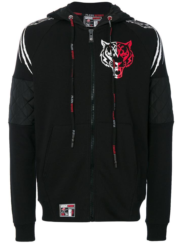 Plein Sport - Printed Zip Hoodie - Men - Cotton/polyester - L, Black, Cotton/polyester