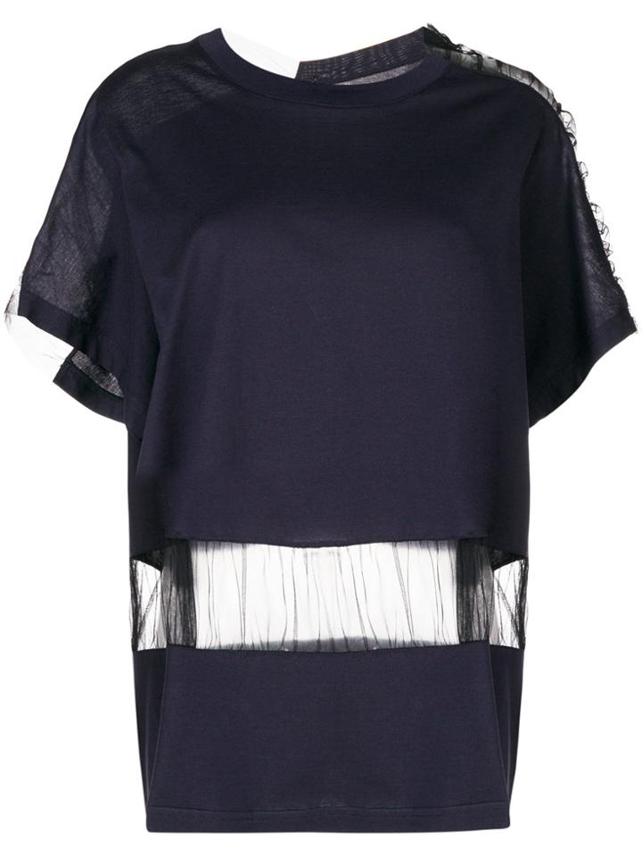Maison Margiela Oversized Tulle Panel Tee - Blue