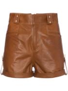 Skiim Pamela Leather Mini Shorts - Brown