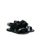 Roberto Cavalli Kids Leaf Cut Detail Sandals - Black