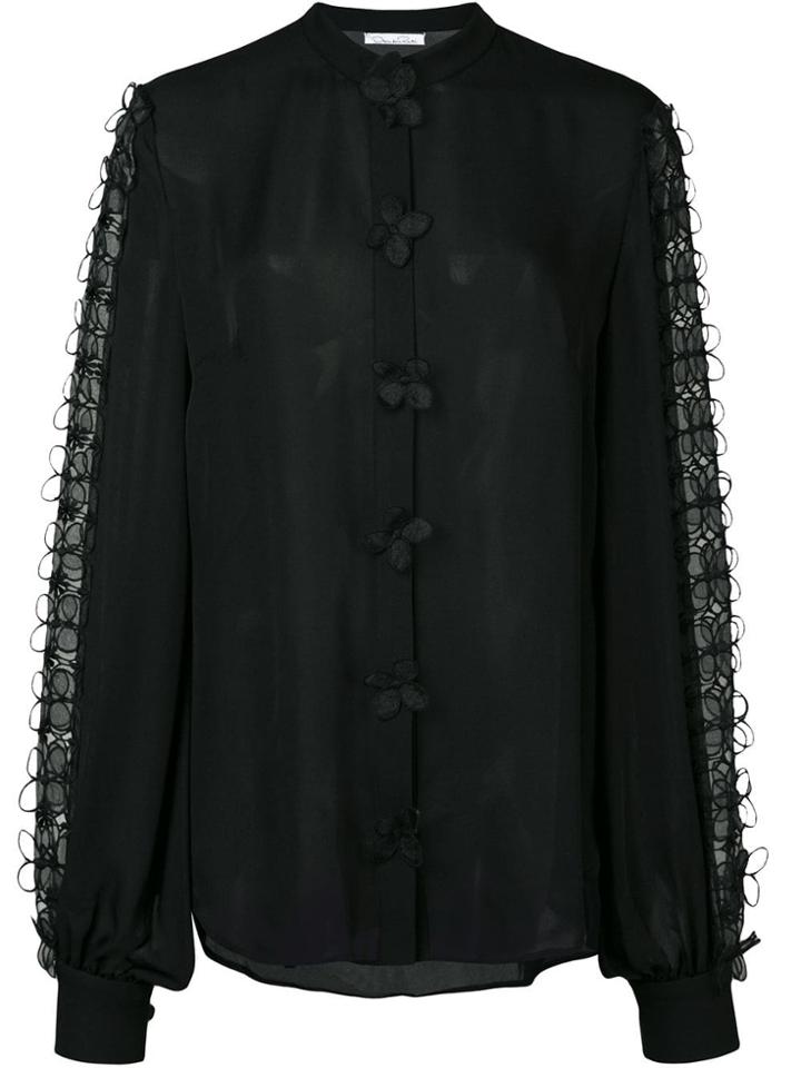 Oscar De La Renta Floral Lace Blouse - Black