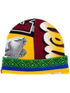 Frankie Morello Graphic Intarsia Beanie Hat - Red