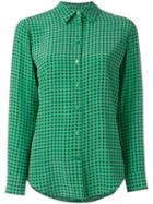 Equipment Houndstooth Print Shirt, Women's, Size: Xs, Green, Silk
