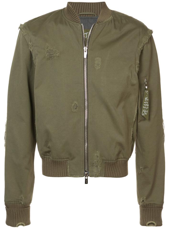 Mjb Distressed Bomber Jacket - Green