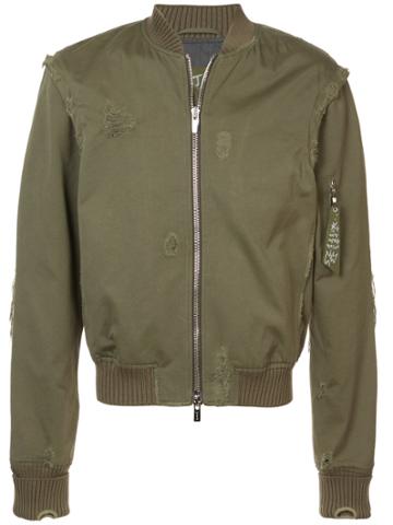 Mjb Distressed Bomber Jacket - Green