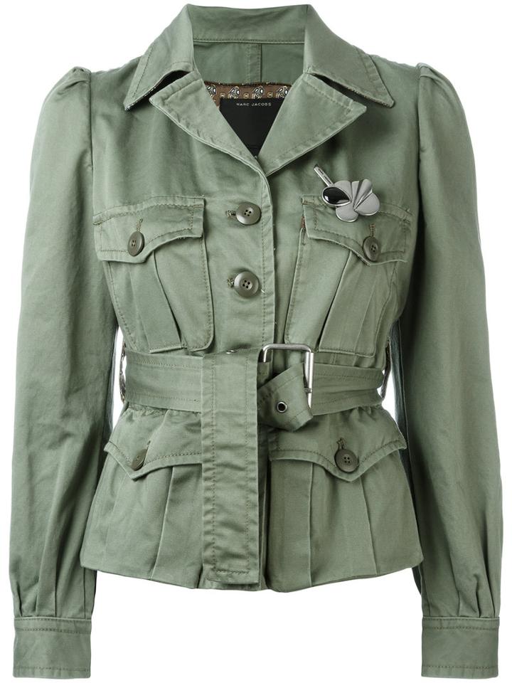 Marc Jacobs Sateen Belted Jacket, Women's, Size: 4, Green, Cotton