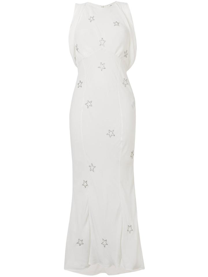 Attico Embroidered Stars Long Dress - White