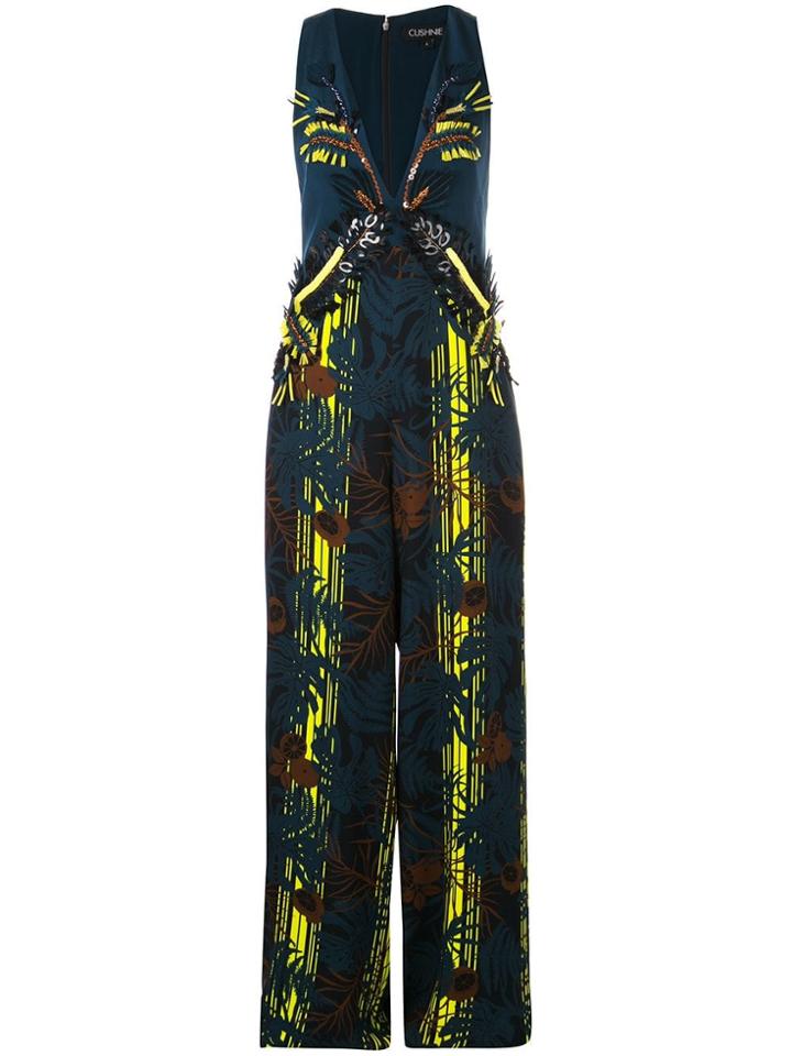 Cushnie Tropical Print Jumpsuit - Blue