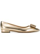 Salvatore Ferragamo Vera Bow Ballerina Shoes - Gold