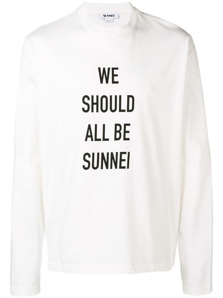 Sunnei Slogan Long-sleeve Sweatshirt - White