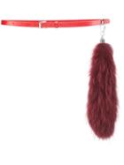 Christian Dada Roping Fur Belt, Women's, Red, Leather/racoon Fur