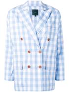 Jejia Gingham Double-breasted Blazer - Blue