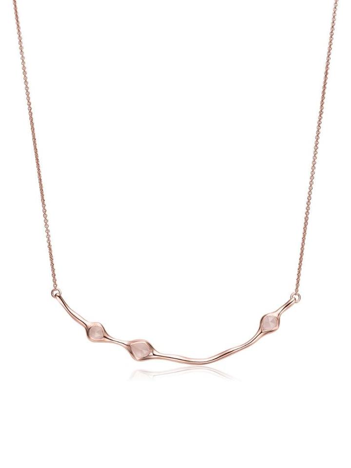 Monica Vinader Siren Cluster Smile Rose Quartz Necklace - Pink