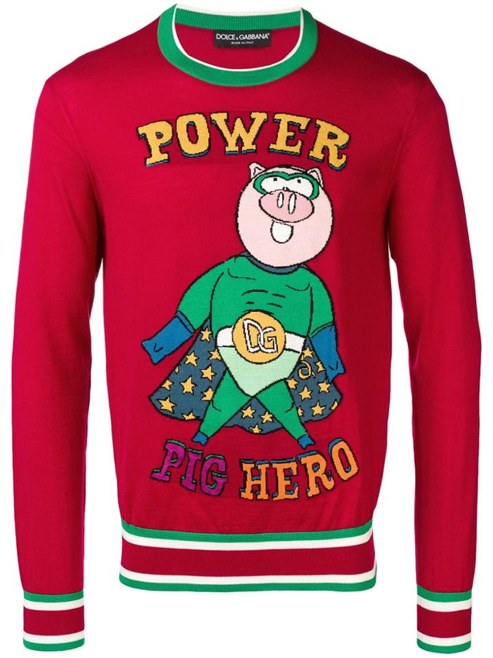 Dolce & Gabbana Pig Hero Jumper - Red