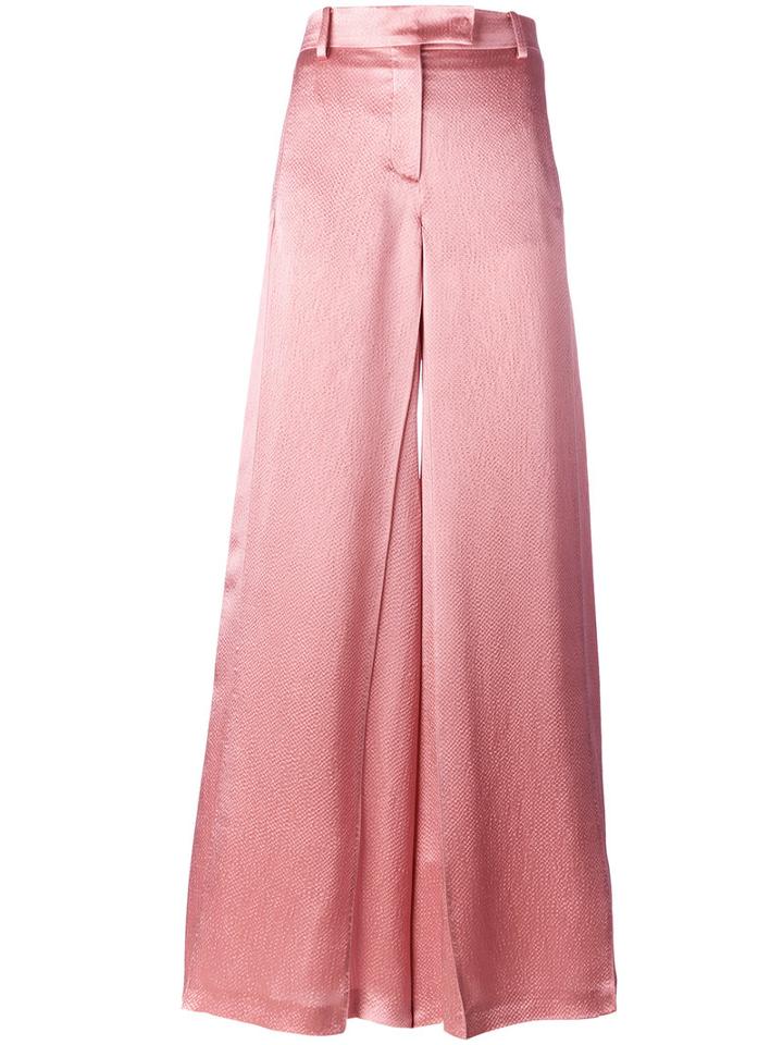 Valentino Wide Leg Flared Trousers, Women's, Size: 42, Nude/neutrals, Viscose/silk