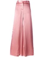 Valentino Wide Leg Flared Trousers, Women's, Size: 42, Nude/neutrals, Viscose/silk