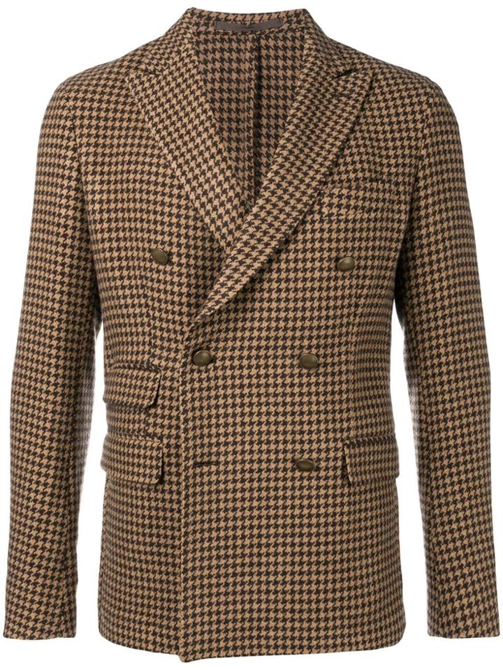 Eleventy Check Retro Blazer - Brown