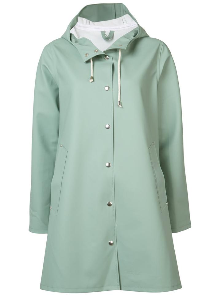Stutterheim - Flare Hooded Raincoat - Women - Cotton/polyester/pvc - Xs, Green, Cotton/polyester/pvc