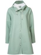 Stutterheim - Flare Hooded Raincoat - Women - Cotton/polyester/pvc - Xs, Green, Cotton/polyester/pvc