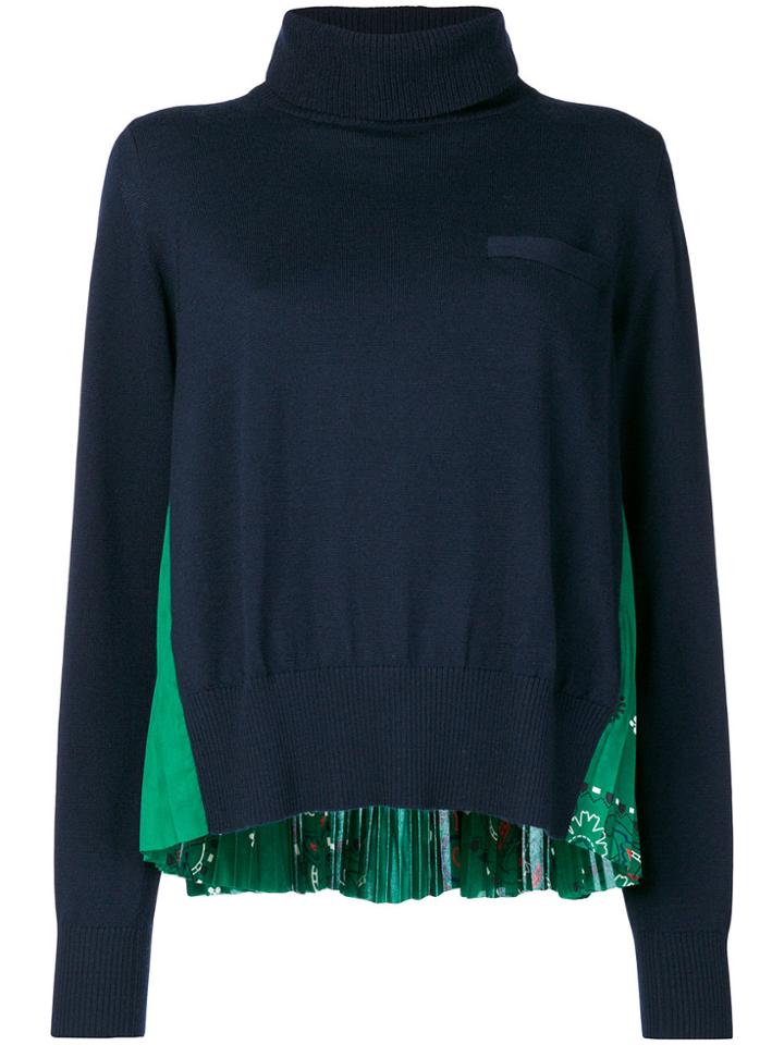 Sacai Pleated Back Sweater - Blue