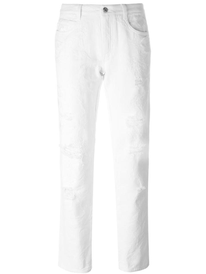 Ermanno Scervino Distressed Trousers, Women's, Size: 44, White, Cotton