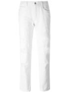 Ermanno Scervino Distressed Trousers, Women's, Size: 44, White, Cotton