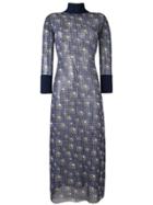 Jean Paul Gaultier Vintage Printed Sheer Dress - Blue