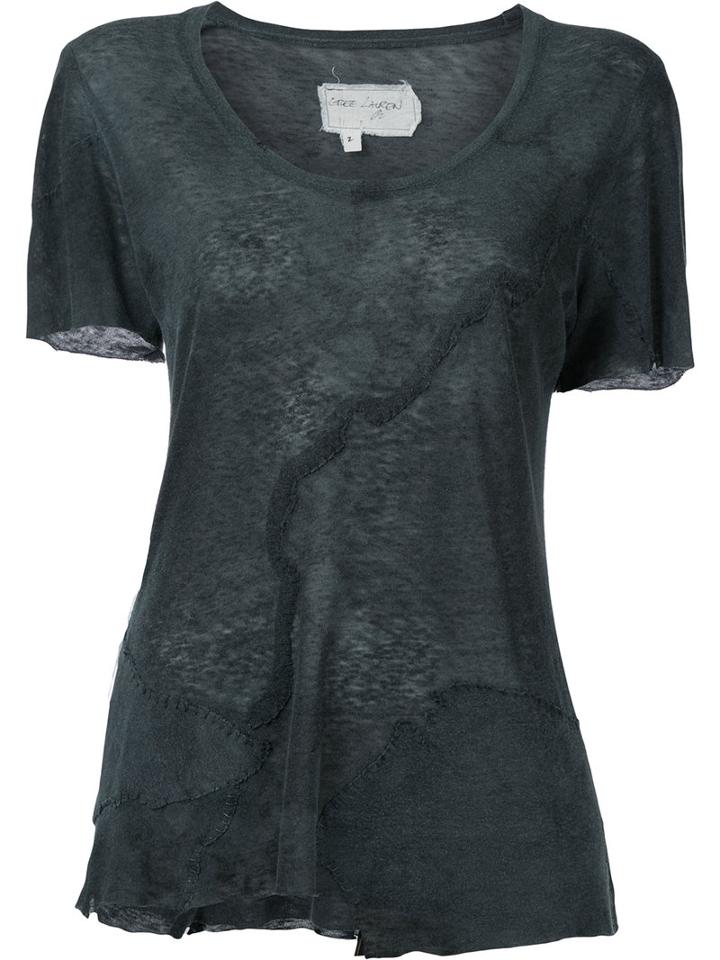 Greg Lauren - Distressed Patchwork T-shirt - Women - Cotton - 2, Grey, Cotton