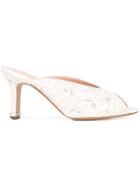 La Perla Laser Cut Sabot Mules - White