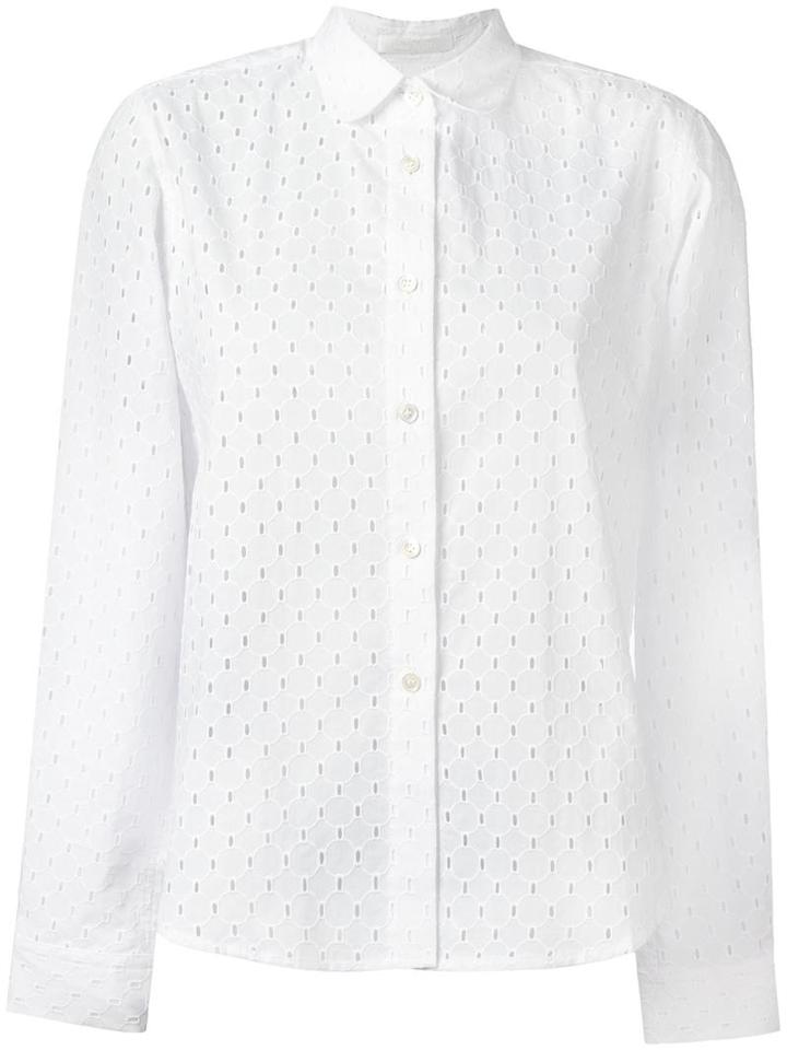 Peter Jensen Broderie Anglaise Shirt, Women's, Size: Large, White, Cotton
