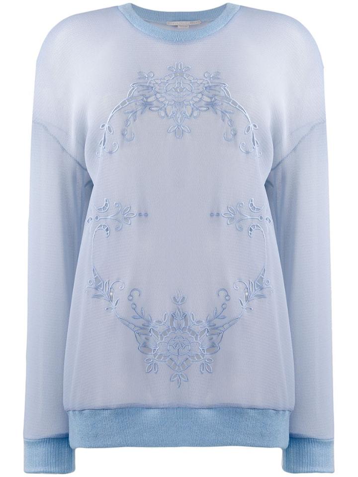 Stella Mccartney Mesh Floral Embroidery Sweatshirt - Blue