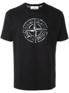 Stone Island Logo Print T-shirt, Size: Small, Black, Cotton