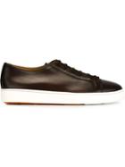 Santoni Classic Lace-up Sneakers, Men's, Size: 9.5, Brown, Leather/rubber