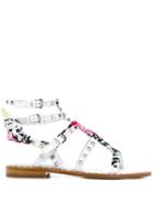 Ash Studded Scarf Wrapped Sandals - White