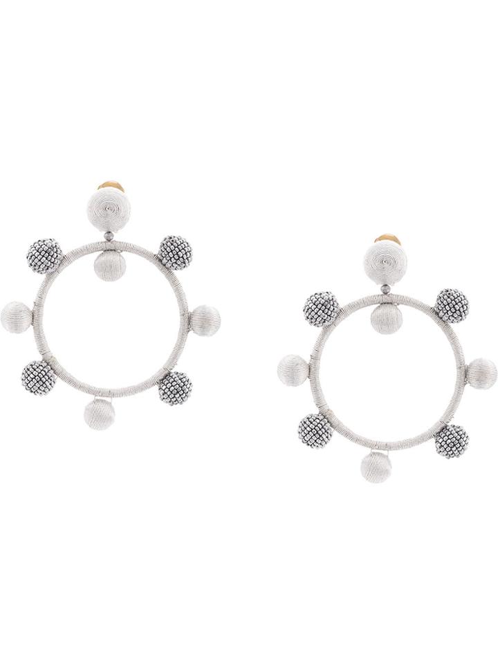 Oscar De La Renta Ball Hoop Earrings - Grey