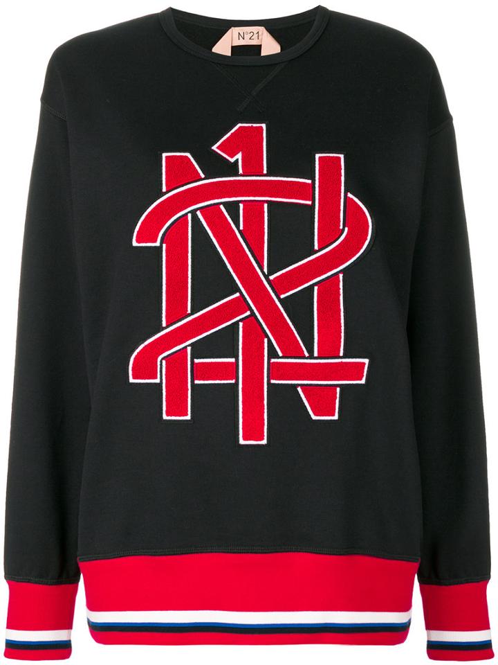 No21 - Logo Patch Sweatshirt - Women - Cotton/polyester - 38, Blue, Cotton/polyester