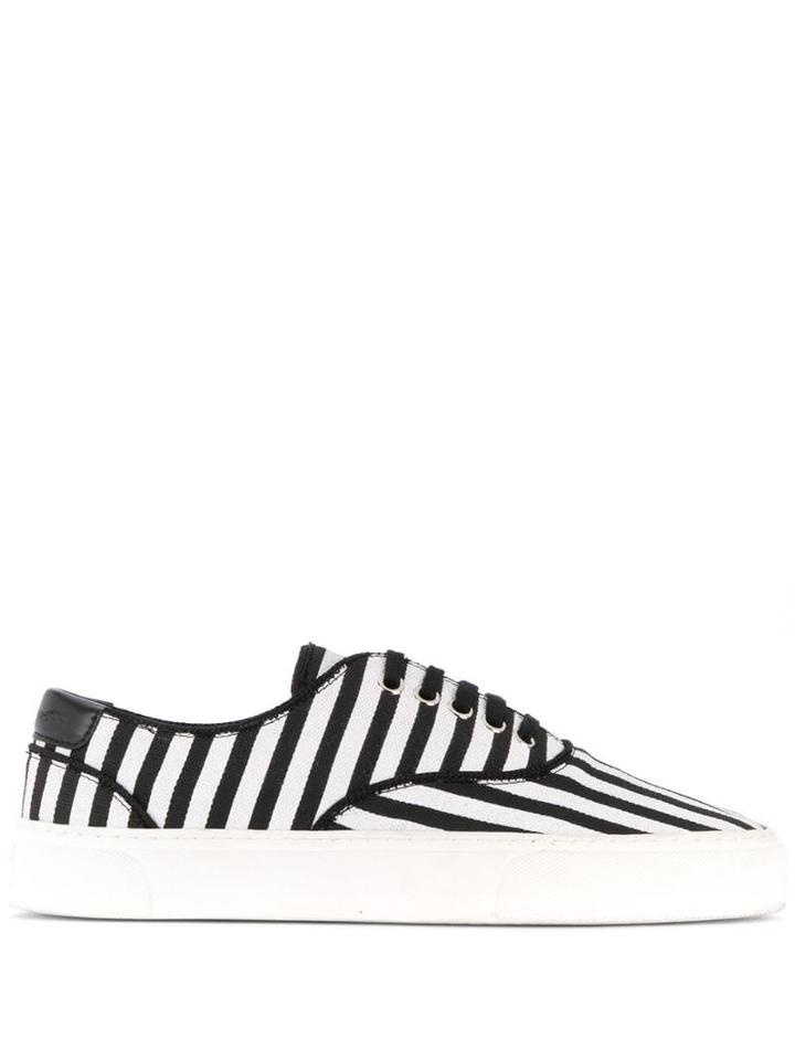 Saint Laurent Venice Striped Sneakers - Black