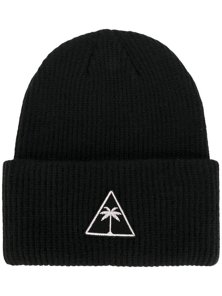 Palm Angels Logo Patch Beanie Hat - Black