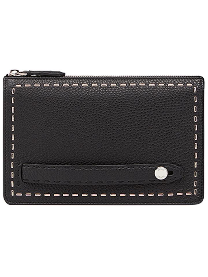 Fendi Metallic Stitching Clutch - Black